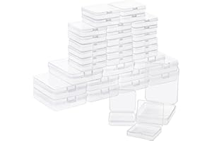 BELLE VOUS Pack de 36 Cajas Organizadoras con Tapa de Bisagra Caja Almacenaje Pequeña, Mediana y Grande de Plástico Transparente - Cajas para Pastillas, Abalorios, Joyas y Artículos de Manualidades