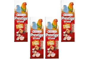 Versele-Laga Prestige Sticks petits perroquets avec noix et nappage aux raisins | Pack de 4 | 4 x 60 g | Snack pour petits perroquets et perruches | Sans conservateurs synthétiques