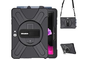 BRAECN Funda para Microsoft Surface Go 4 (2023) / Go 3 (2021) / Go 2 (2020) / Go (2018) 10/10.5 Pulgadas, Carcasa Rugosa con Soporte de Rotación, Correa de Mano/Hombro, Negro