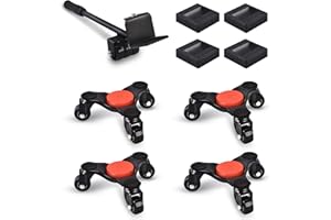 Ronlap 6-Inch Steel Tri-Dolly, 3-Wheel Furniture Mover's Dolly with Lifer, Heavy Furniture Moving Rollers, Swivel Caster, 200 KG Capacity 4 Pack, Black