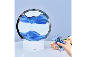 ONMDQS Life 3D Moving Sand Art, 7in Moving Sand Picture Liquid Motion 3D Sea Sandscape in Motion Display Flowing Frame Desktop Art Bookshelves Home Office Decoration for Friends Colleagues Lovers (Blue)