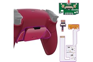 eXtremeRate Konfiguriert Rise V3 Remap Kit für ps5 Controller BDM-030/040/050, Upgrade Board & Gummiert Grips Case Rückgehäuse & Back Paddles Zubehör für ps5-Cosmic Red