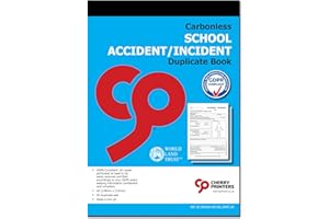 Cherry Printers | Carbonless NCR | GDPR | School Accident/Incident Book for Pupils | Duplicate | A5 (148 x 210 millimetres) Loose Leaf Writing Shield Included | 50 Sets per Book
