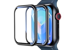 UniqueMe 2 Pack for Apple Watch Series 9/8/7 41mm Tempered glass Screen Protector, [Metal Frame 3D Full-Coverage] [Anti-Scratch] [Not Bubble] [Touch Sensitive] for iWatch 41mm-Black