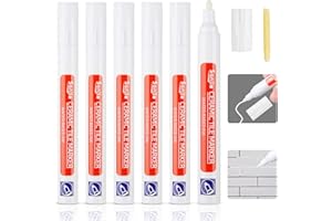 DONQL 6 Pezzi Pennarello per Fughe Piastrelle Bianco, Stucco per Fughe Piastrelle, Pennarello Fughe Bianco piastrelle con Punta di Ricambio Pavimenti Parete Cucina