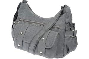 Christian Wippermann Bolso bandolera de lona para mujer, gris, 32 x 26 x 13 cm