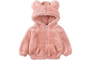 LUVCES Giacca Invernale Bambina Giacca in Pile Cappuccio Cerniera con Orecchie Orso Cappotti Autunno Caldi per Bambini Capispalla