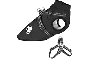 OSSXIXO Hundejacke mit Geschirr, Wasserdichter Warmer Hund Wintermantel für Kleine Mittel GroÃŸe Hunde, Hundemantel für Labrador Chihuahua Französische Bulldogge