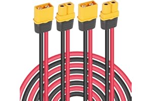 GINTOOYUN 2 Pairs XT60H Plug Male Female Connector Pigtails Cable 1Ft 12AWG 4 Pcs XT60H-M XT60H-F Extension Cable for RC Lipo Battery FPV Drone 30CM