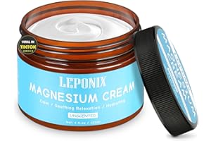 LEPONIX Magnesium Cream for Sleep & Muscle Relaxation - Soothing Topical Magnesium Lotion for Leg Cramps, Pain Relief & Better Sleep | Hydrating Magnesium Body Butter for Adults & Kids(120ml, Unscented)