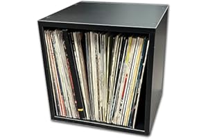 CUIDATUMUSICA Modulo Estanteria Madera Laminada Color Negro para 100 Discos DE Vinilo LP/Ref.MAR004