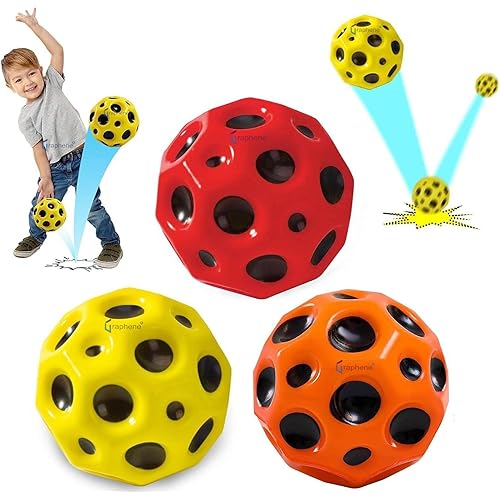 GRAPHENE Moon Balls for Kids,Rubber Space Ball,Astro Jump Ball, Pop Bouncing Ball, Stress Relief Jumping Ball, Children Sensory Ball, Athlete Training Ball Outdoor Indoor Play Multicolour(Pack of 1)