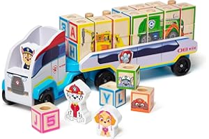 Melissa & Doug Paw Patrol Camión de Bloques ABC de Madera, Patrulla Canina Juguete Educativo, 33 Piezas, Juguetes de desarollo y Primera Infancia, Regalo para niños y niñas de 3 4 5 6 7 años