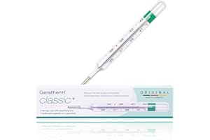 ‎GERATHERM GERATHERM classic plus Fieberthermometer analog plus Aufbewahrungshülle mit Lupeneffekt/leichtes Ablesen der Messwerte/Glasfieberthermometer ohne Quecksilber und ohne Batterien/Made in Germany