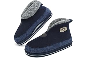 KuaiLu Zapatillas Casa Bota Hombre Invierno Fieltro Cerradas Babuchas Caballero Caliente Peluche Lana Piel Pantuflas Botines Comoda Ortopedicas Memory Foam Slippers Antideslizante Goma Suela