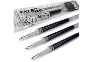 KARLTUFOU 4X Pentel Energel 0.7mm Recambio Punta Metálica LR7 - para Energel XM, BL77/BL57/BL37 - Negro