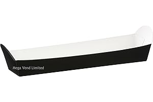 BRITISH FOOD SHOP Black Disposable Takeaway Cardboard Baguette/Jumbo Hot Dog Tray Food Packaging (100)