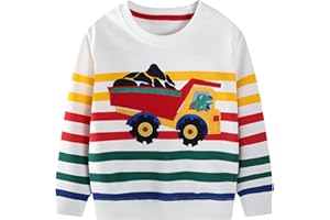 CM-KID Boys Sweatshirt Jumper Dinosaur Excavator Kids Long Sleeve Cotton Crew Neck Casual Toddler Pullover Clothes Age 1-7 Years