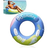 FEMONGY Pool Floats, Donut Pool, Float Wheel, Swimming Ring with Double Airbag Backrest and Handles, Air Pump Supply, Summer