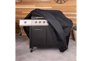 CHARLES BENTLEY Universal Gas Charcoal Premium BBQ Cover, Waterproof Finish, Heavy Duty, Fastener Straps, Rip Proof, Polyester Canvas Extra Large 6-7 Burner BBQ (126x180x75cm)