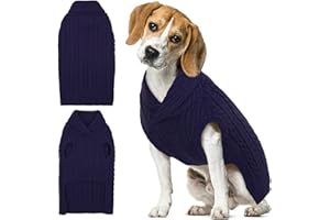 Lelepet Kleiner Hundepullover, Hundepullover für kleine Hunde, Junge Mädchen, Zopfstrickpullover, Schalkragen, Doggy Sweater Strickwaren, Welpenpullover für Halloween Weihnachten, Yorkie, Frenchie,