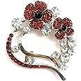 Equilibrium Red Poppy Brooch Pin Badge Sparkly Heart Shape