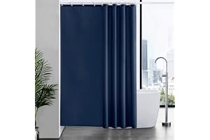 Furlinic Duschridå Textil Anti Mögel Vattentät Tvättbar Badridå Tillverkad av polyestertyg Marinblå 180x210cm Med 12 Dduschdr