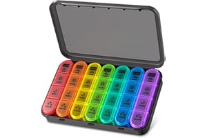 COLORWING Pastillero Semanal 4 Tomas (Español) - Pastillero Diario Grande para 7 Días, Organizador de Medicamentos con Gran Capacidad de 28 Compartimentos, Ideal para Viajes y Uso en Casa