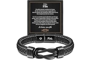 YELUWA Bracelet Fils de Maman avec Gravure - Cadeau pour Garçons Adolescents, 18e Anniversaire - Cuir pour Homme