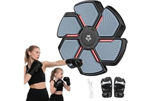 SWBSLL Music Boxing Machine, Boxing Machine mit Boxhandschuhen, LED Licht & Bluetooth, Zählmodus, 9 Geschwindigkeiten, 9 Modi, 30 Lautstärkestufen, Wandbefestigte Boxautomat Für Erwachsene & Kinder