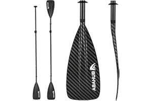 Abahub 1 x 4 Section Carbon SUP Paddle/Kayak Oar, Adjustable Stand up Paddleboard Paddles, Lightweight Carbon Shaft Black/Blue/Green/Gray/Orange/Red Plastic Blade