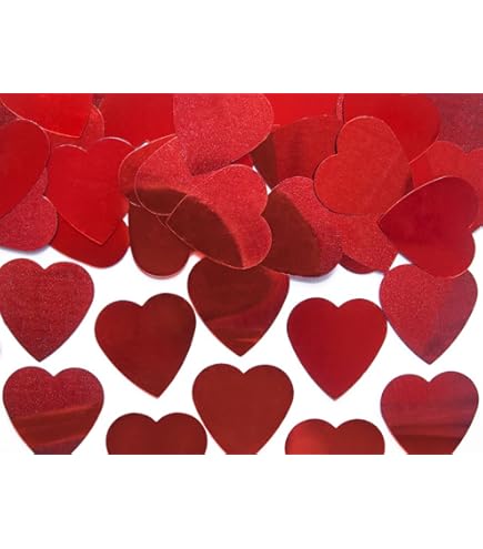 Confetti in hartvorm, rood, 2,5 cm, harten van rood vilt, tafelconfetti, vilt, hartconfetti, voor Valentijnsdag, bruiloft, feest, verjaardag, tafeldecoratie, doe-het-zelf handwerk (rood vilt