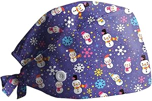 chiphop Berretto da Infermiera, Cappello con Stampa Natalizia, Cuffia Chirurgica con Fascia Regolabile, Cappello per Dottore Infermiera Cuoco cosmetologi