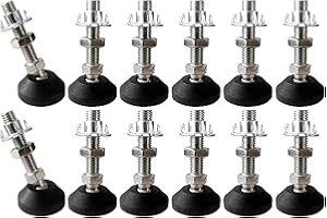 RHUAFET 12 Stück Stellfuß M10 x 50MM Einstellschraube M8, Möbelfuß Sockelfuß Kann 400KG Tragen Verstellbare Füße Stellschraube Stellteller Stellfuß Maximal 15 ° Neigung (12 Stück - M10 x 50 MM)
