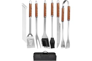 VIKKENT Grillbesteck Set, 12-teilige Edelstahl Grillzubehör Set mit Aufbewahrungskoffer, Langlebige BBQ-Tools für das Grillen im Freien, Camping, Professionelle Grillbesteck für Männer Frauen