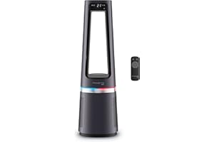 Rowenta Eclipse 3 en 1, Ventilador, purificador y calefactor de 2100 W, filtra hasta el 99,95 % partículas, silencioso, oscilación, luz decorativa, encendido programable, plata, QU5062