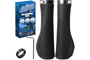 Adiwo Puños para Bicicleta, 1 par Puños de Manillar de Bicicleta con Bloqueo de Aluminio, Antideslizantes de Goma, 22mm Mojadura, Ergonómicos, Incluye Una Llave Allen, para MTB, Urbanas, Plegables