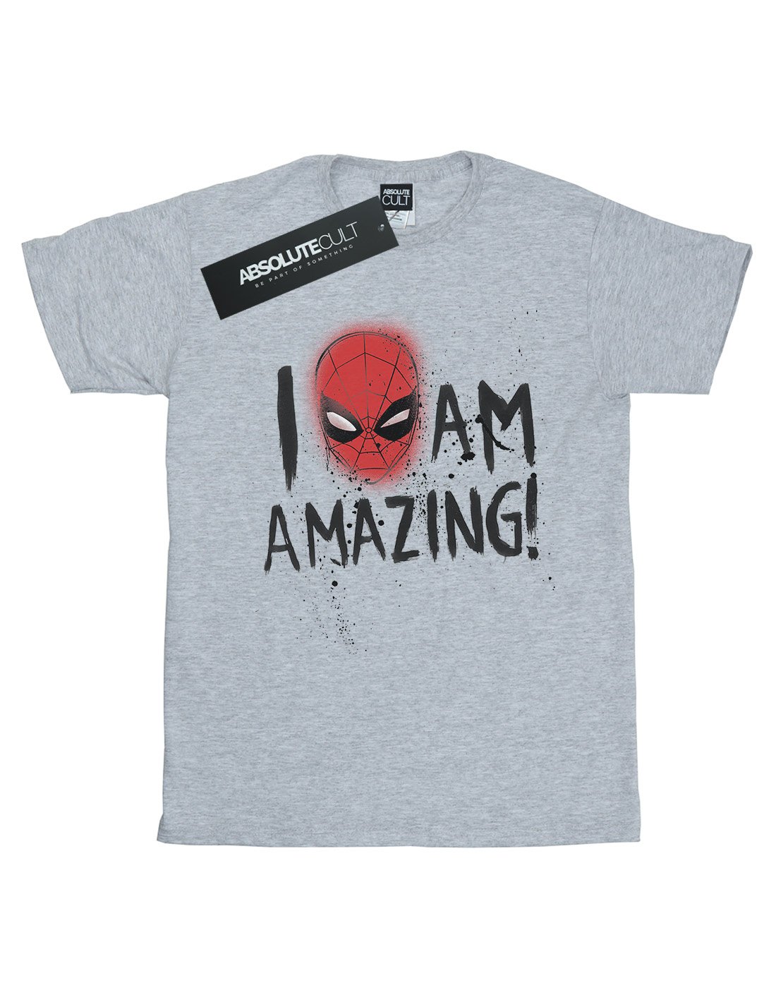 Marvel-Damen-Spider-Man-I-Am-Amazing-Boyfriend-Fit-T-Shirt-Sport-Grau-Large