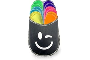 diMio - Set di 6 paia di pantofole in feltro di poliestere di alta qualità in colori vivaci e diverse misure, ideali per la casa, la camera degli ospiti e i B&B