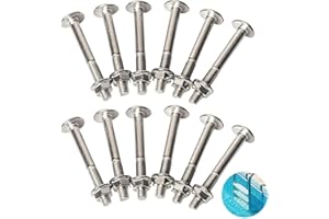 [12-Pack] TonGass Exact Replacement Swimming Pool Ladder Bolt Kit - 5/16" Bolts with Unique Concave Heads That Conform with Ladder Tubing - Marine Grade Stainless Steel Bolt Kit