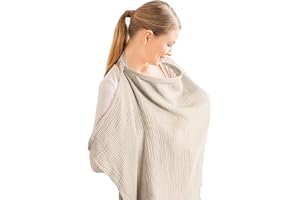 HOAAIGO Stilltuch für Unterwegs, Stillschürze für Unterwegs Musselin-Stillbezug für Babys Stilltuch aus Baumwolle Multifunktional, Verstellbare Stillbezug zum Stillen für Mutter - Khaki