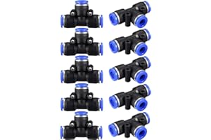 Hsthe Sea 10 Stück Tee Kunststoffschlauch Tee Verbindung Schlauch PE-8 Typ T Verbinder Pneumatikverbinder Luftleitung für gängige Luft 8 mm Außendurchmesser Schlauch