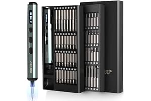 MQFORU Mini Tournevis Electrique Sans Fil, 72 en 1 Kit Tournevis de Précision avec 64 Embouts Magnétiques, 5 Réglages de Couple，écran LED, pour Travail de Précision Téléphone Montre Appareil Photo