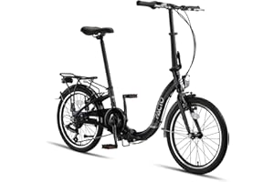 PACTO Six - Hollandrad Wysokiej jakości składany rower 27cm aluminiowa rama rower 20 cali aluminiowe koła rower, 6 biegów składany rower składany rower dla dorosłych czarny