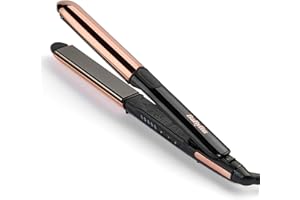 BaByliss Lisseur Cheveux Straight And Curl Brilliance-Plaques en titane, Ionique Anti-Frisottis,Chauffe rapide en 15 Secondes,Design métallique incurvé,5réglages de température jusqu'à 235°C,ST482E