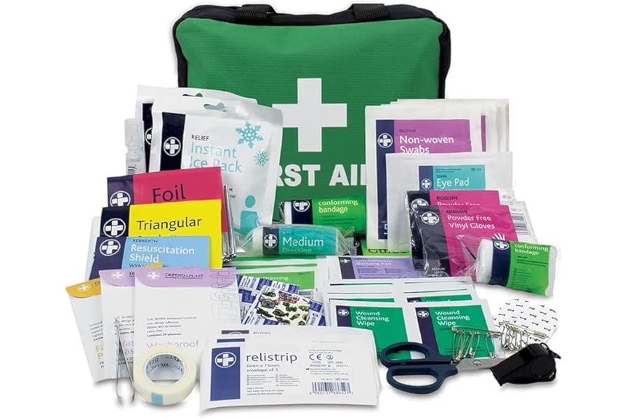 Lewis-Plast First Aid Kit Bag - 160 Piece Survival Kits - Safety Essentials for Travel Car Home Camping Work Hiking Holiday - Pack Supplies - Medium