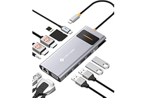 Docking Station USB C Triplo Display, NOVOO 12 in 1 Hub USB C con 2 HDMI, VGA, Ethernet, Lettore SD/TF, 4 USB,Audio da 3,5 mm e Ricarica Rapida PD 100W per MacBook/Dell/Surface/HP