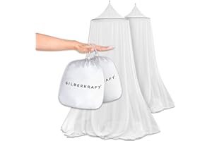 ‎SILBERKRAFT Silberkraft 2X Premium Moskitonetz mit Haken inklusive Klebepad, XXL für Doppelbett, Betthimmel mit Reissverschluss als Moskitoschutz, Mückennetz für Reise und zu Hause, mit Tragebeutel