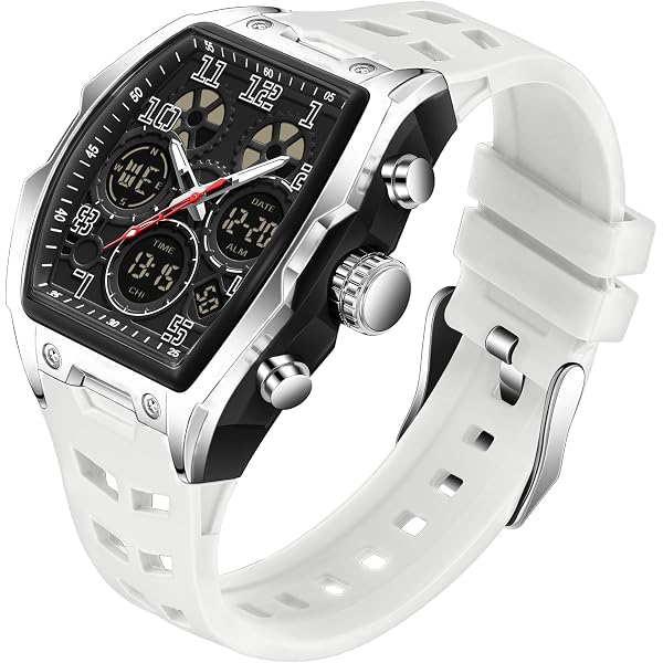MEGIR Grande orologio da polso da uomo, di lusso, nero, militare, tutto nero, cinturino in silicone con cronografo, calendario, impermeabile, XL, all black, cinghia