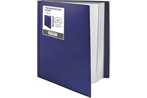 Dunwell Binder with Plastic Sleeves 60-Pocket (Blue) - Presentation Book, 8.5 x 11 Portfolio Folder with Clear Sheet Protectors, Displays 120-Page Documents, Certificates, Important Papers